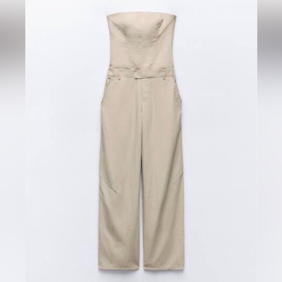 NWOT Zara strapless nylon jumpsuit blogger favorite - Picture 3 of 5